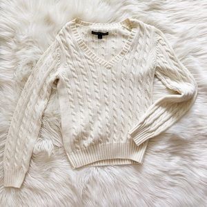 Tommy Hilfiger ivory Knit v-neck sweater